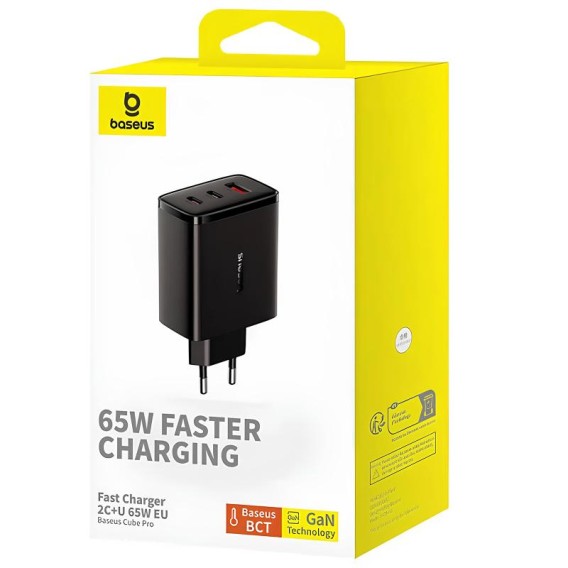 МЗП Baseus Cube Pro Fast Charger PD65W (1USB-A/2C) (P10111404) Cluster Black