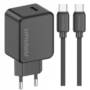 СЗУ Amaya E112CC PD25W (1USB-C) + кабель Type-C to Type-C Black
