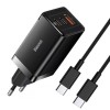 МЗП Baseus GaN5 Pro PD65W+QC3.0 (1USB-A/2C) + кабель Type-C to Type-C (CCGP12020) Black