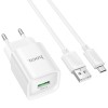 МЗП Hoco C145A Charm QC3.0 18W (1USB-A) + кабель USB to MicroUSB White