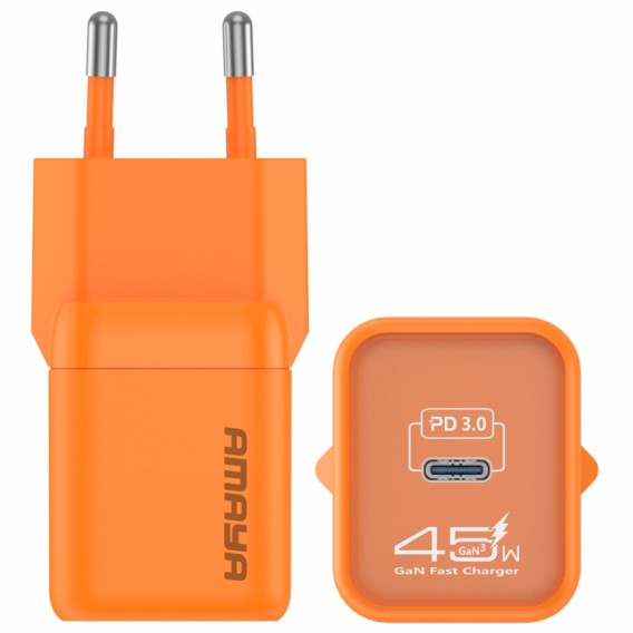 МЗП Amaya E450S PD45W GaN (1USB-C) Orange