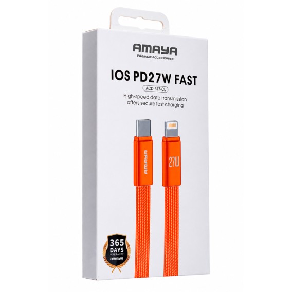 Дата кабель Amaya 317CL Type-C to Lightning 27W (1.2m) Orange