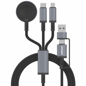 Дата кабель Amaya ACD-330X 6in1 Type-C/USB to iWatch/Lightning/Type-C 100W (1.2m) Black