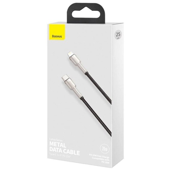 Дата кабель Baseus Cafule Series Metal Type-C to Lightning PD 20W (0.25m) (CATLJK-0) Black Дата кабель Baseus Cafule Series Metal Type-C to Lightning PD 20W (0.25m) (CATLJK-0) Black