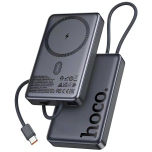Портативное ЗУ Power Bank Hoco Q44 Origen PD45W с БЗУ with cable 10000 mAh Metal gray