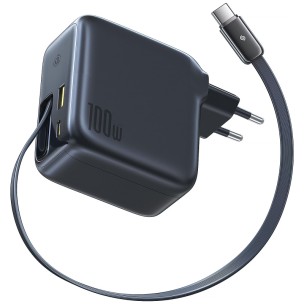СЗУ Baseus EnerCore CJ11 PD100W+QC3.0 with retractable cable (1USB-A/2C) (E0120M) Cluster Black