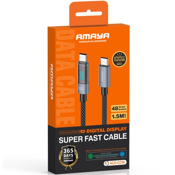 Дата кабель Amaya 50CC Type-C to Type-C 100W (1.5m) Black
