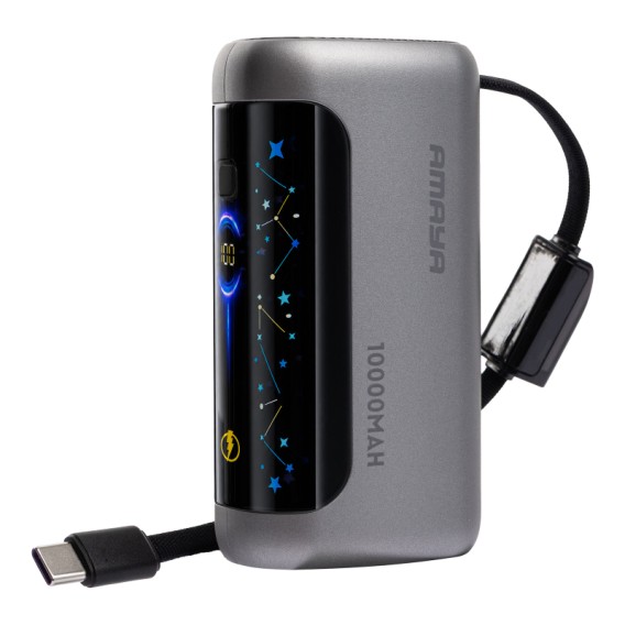 Портативний ЗП Power Bank Amaya F040C PD22.5W with display and cable 10000 mAh Gun Grey