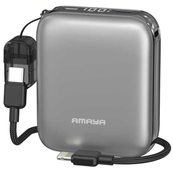 Портативний ЗП Power Bank Amaya F001C PD20W with cable 10000 mAh Gun Gray