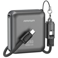 Портативний ЗП Power Bank Amaya F137C PD22.5W with cable 10000 mAh Grey Портативний ЗП Power Bank Amaya F137C PD22.5W with cable 10000 mAh Grey