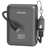 Портативний ЗП Power Bank Amaya F237C PD22.5W with cable 20000 mAh Grey Портативний ЗП Power Bank Amaya F237C PD22.5W with cable 20000 mAh Grey