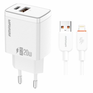 МЗП Amaya E67D PD20W+QC3.0 (1USB-A/1C) + кабель USB to Lightning White