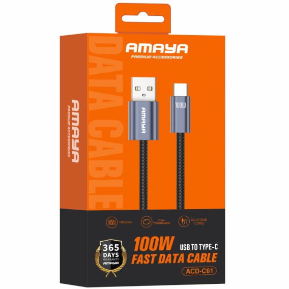Дата кабель Amaya 61C USB to Type-C 100W (1m) Gray