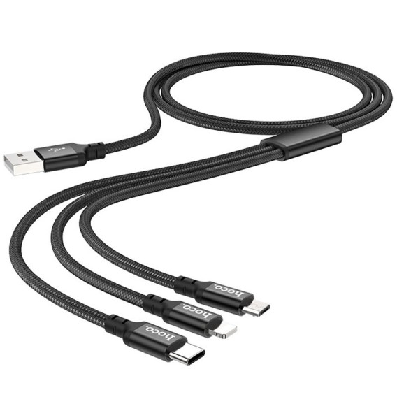 Дата кабель Hoco X14 Times Speed 3in1 (Lightning+Micro USB+Type-C) (1m) Чорний Дата кабель Hoco X14 Times Speed 3in1 (Lightning+Micro USB+Type-C) (1m) Чорний