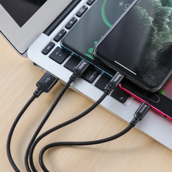 Дата кабель Hoco X14 Times Speed 3in1 (Lightning+Micro USB+Type-C) (1m) Чорний Дата кабель Hoco X14 Times Speed 3in1 (Lightning+Micro USB+Type-C) (1m) Чорний