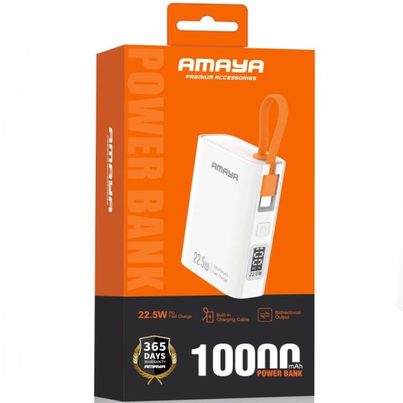 Портативний ЗП Power Bank Amaya FD50 22.5W with display and cable 10000 mAh White Портативний ЗП Power Bank Amaya FD50 22.5W with display and cable 10000 mAh White