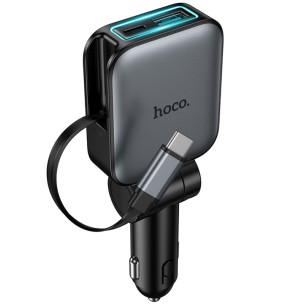 АЗП Hoco Z67 Triunfar PD60W with retractable cable (1USB-A/2C) Metal gray АЗП Hoco Z67 Triunfar PD60W with retractable cable (1USB-A/2C) Metal gray