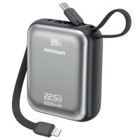 Портативний ЗП Power Bank Amaya F139C PD22.5W with cable 10000 mAh Black Портативний ЗП Power Bank Amaya F139C PD22.5W with cable 10000 mAh Black