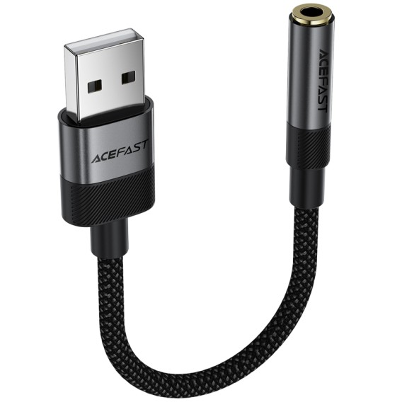 Перехідник Acefast J13 USB male to AUX 3.5mm female Black Перехідник Acefast J13 USB male to AUX 3.5mm female Black