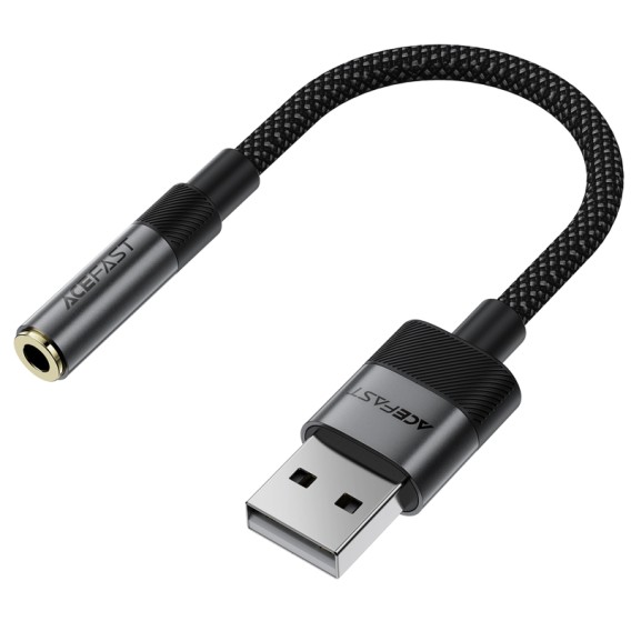 Перехідник Acefast J13 USB male to AUX 3.5mm female Black Перехідник Acefast J13 USB male to AUX 3.5mm female Black
