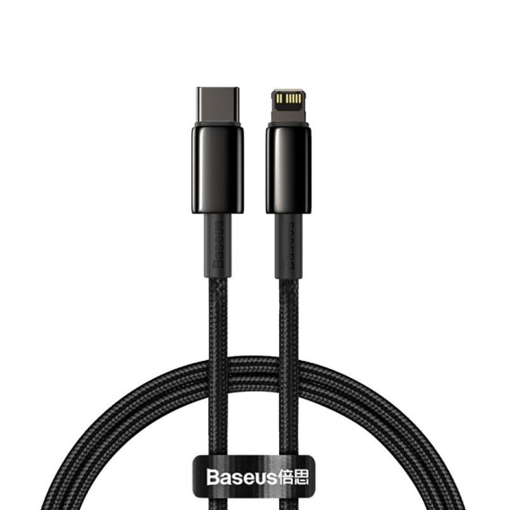 Дата кабель Baseus Tungsten Gold Type-C to Lightning PD 20W (2m) (CATLWJ) Чорний