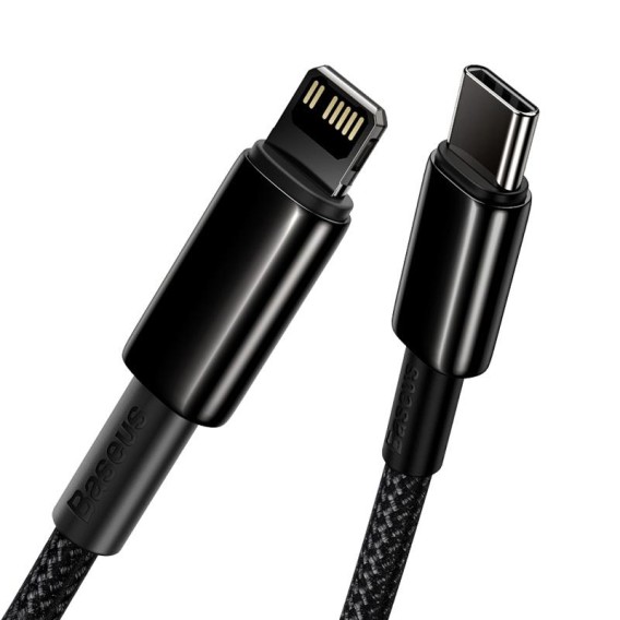 Дата кабель Baseus Tungsten Gold Type-C to Lightning PD 20W (2m) (CATLWJ) Чорний Дата кабель Baseus Tungsten Gold Type-C to Lightning PD 20W (2m) (CATLWJ) Чорний