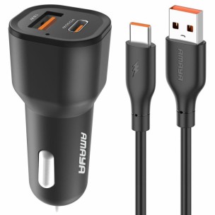 АЗП Amaya ACC-06 PD30W+QC3.0 total 48W (1USB-A/1C) + кабель USB to Type-C Black