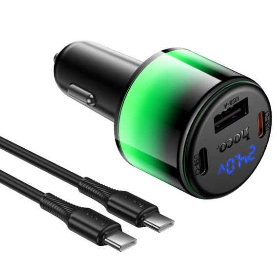АЗП Hoco Z69A Vivido PD37W+QC3.0 (1USB-A/2C) + кабель Type-C to Type-C Black АЗП Hoco Z69A Vivido PD37W+QC3.0 (1USB-A/2C) + кабель Type-C to Type-C Black