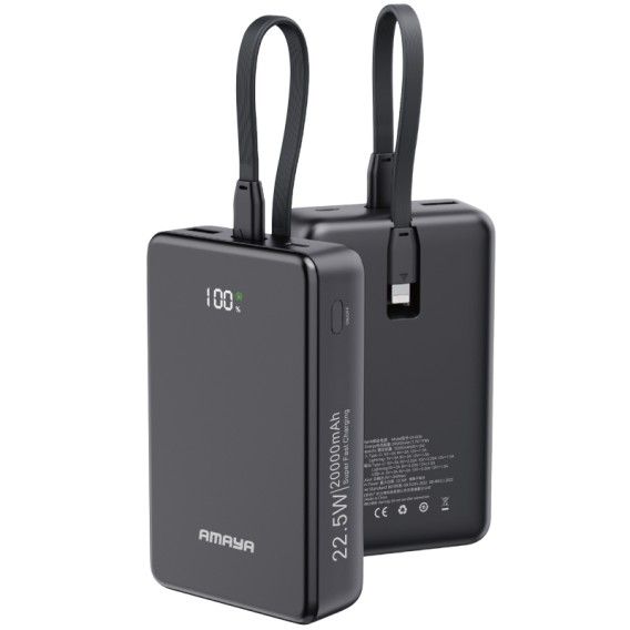 Портативний ЗП Power Bank Amaya F230C PD22.5W with cable 20000 mAh Black