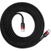 Дата кабель Baseus Cafule Type-C to Type-C PD2.0 60W (2m) (CATKLF-H) Чорний / Червоний