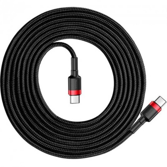Дата кабель Baseus Cafule Type-C to Type-C PD2.0 60W (2m) (CATKLF-H) Чорний / Червоний