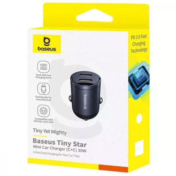 АЗП Baseus Tiny Star Mini 30W (2USB-C) (C00035001121) Black АЗП Baseus Tiny Star Mini 30W (2USB-C) (C00035001121) Black