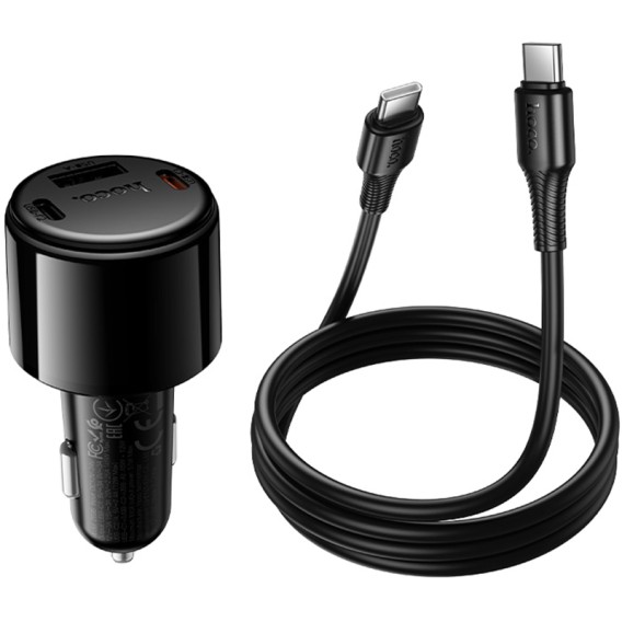 АЗП Hoco Z69B Vivido PD57W+QC3.0 (1USB-A/2C) + кабель Type-C to Type-C Black АЗП Hoco Z69B Vivido PD57W+QC3.0 (1USB-A/2C) + кабель Type-C to Type-C Black
