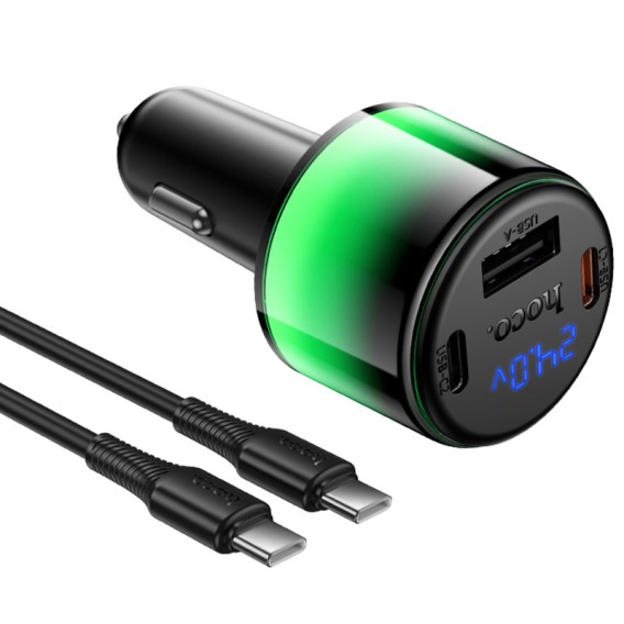 АЗП Hoco Z69B Vivido PD57W+QC3.0 (1USB-A/2C) + кабель Type-C to Type-C Black АЗП Hoco Z69B Vivido PD57W+QC3.0 (1USB-A/2C) + кабель Type-C to Type-C Black
