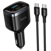 АЗП Hoco Z70 Speed PD45W+QC3.0 total 93W (1USB-A/2C) + кабель Type-C to Type-C Black АЗП Hoco Z70 Speed PD45W+QC3.0 total 93W (1USB-A/2C) + кабель Type-C to Type-C Black