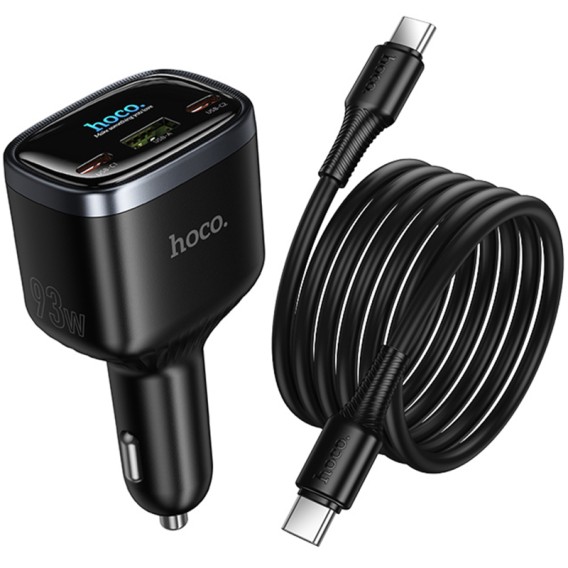 АЗП Hoco Z70 Speed PD45W+QC3.0 total 93W (1USB-A/2C) + кабель Type-C to Type-C Black АЗП Hoco Z70 Speed PD45W+QC3.0 total 93W (1USB-A/2C) + кабель Type-C to Type-C Black