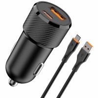 АЗП Amaya ACC-14C PD15W+QC3.0 total 35W (1USB-A/1C) + кабель USB to Type-C Black АЗП Amaya ACC-14C PD15W+QC3.0 total 35W (1USB-A/1C) + кабель USB to Type-C Black