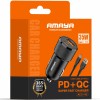 АЗП Amaya ACC-14C PD15W+QC3.0 total 35W (1USB-A/1C) + кабель USB to Type-C Black