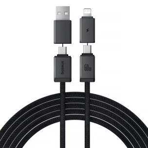 Дата кабель Baseus Versatile Two-for-Two USB/Type-C to Type-C/Lightning 60W (1m) (CB000162) Cosmic Black