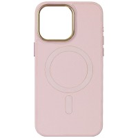 Шкіряний чохол Bonbon Leather Metal Style with Magnetic Fit для Apple iPhone 15 (6.1") Рожевий / Light pink