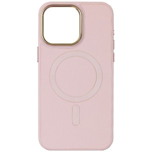 Кожаный чехол Bonbon Leather Metal Style with Magnetic Fit для Apple iPhone 15 (6.1") Розовый / Light pink