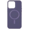 Шкіряний чохол Bonbon Leather Metal Style with Magnetic Fit для Apple iPhone 15 (6.1") Сірий / Lavender