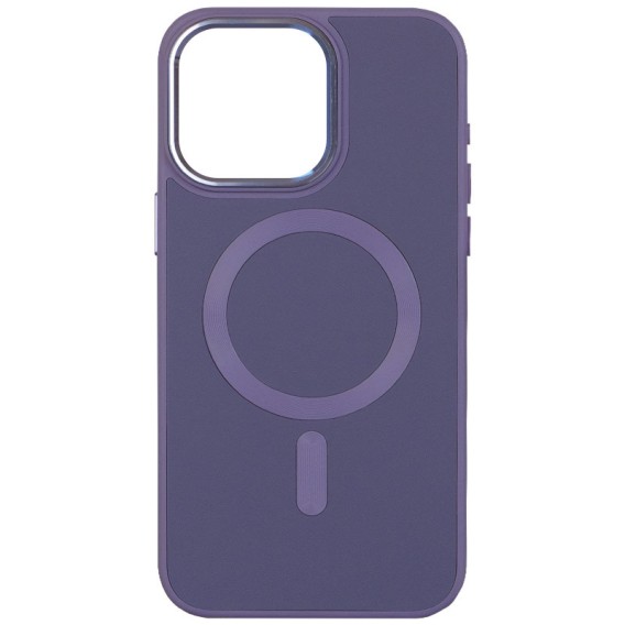 Шкіряний чохол Bonbon Leather Metal Style with Magnetic Fit для Apple iPhone 15 (6.1") Сірий / Lavender