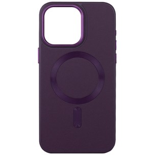 Шкіряний чохол Bonbon Leather Metal Style with Magnetic Fit для Apple iPhone 15 (6.1") Фіолетовий / Dark Purple