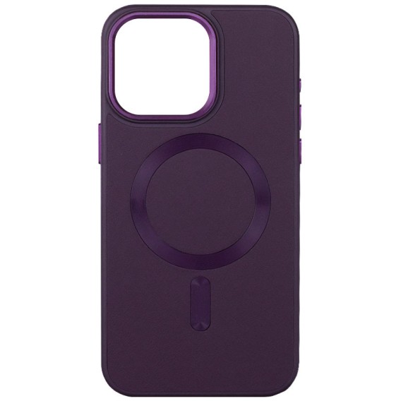 Шкіряний чохол Bonbon Leather Metal Style with Magnetic Fit для Apple iPhone 15 (6.1") Фіолетовий / Dark Purple