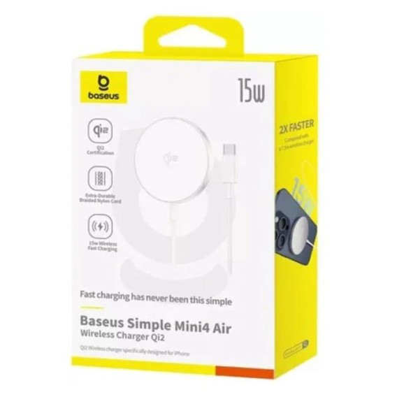 БЗП Baseus Simple Mini4 Air Magnetic Qi2 15W (P102782) Frost Silver БЗП Baseus Simple Mini4 Air Magnetic Qi2 15W (P102782) Frost Silver