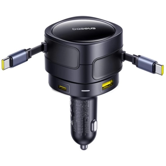 АЗП Baseus Enjoyment Max PD90W with retractable cables (1USB-A/3C) (C00035507121) Cosmic Black