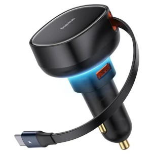 АЗУ Baseus Enjoyment Pro PD60W with retractable cables (1USB-A/1C/1L) (C00057802111) Cluster Black