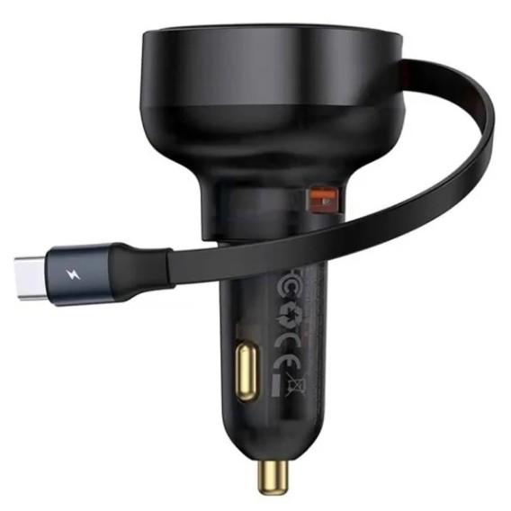 АЗП Baseus Enjoyment Pro PD60W with retractable cables (1USB-A/1C/1L) (C00057802111) Cluster Black АЗП Baseus Enjoyment Pro PD60W with retractable cables (1USB-A/1C/1L) (C00057802111) Cluster Black
