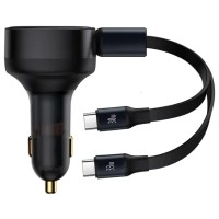 АЗП Baseus Enjoyment PD33W with retractable cables (2USB-C) (C00035500111) Black АЗП Baseus Enjoyment PD33W with retractable cables (2USB-C) (C00035500111) Black